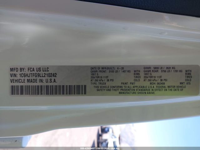 2020 JEEP GLADIATOR 1C6HJTFG9LL210242 Photo 8