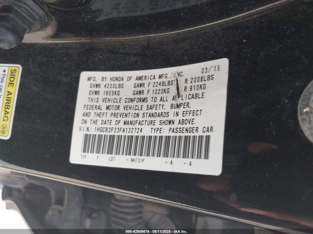 Honda k24w1 2015 1HGCR2F33FA132724 Image 9