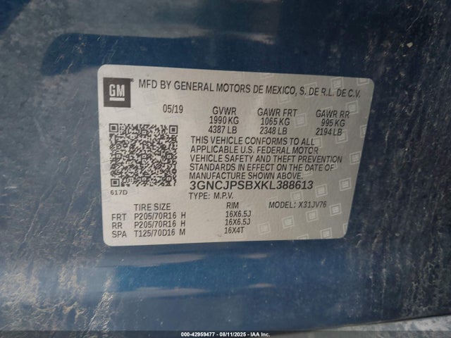 Chevrolet luv - mfi, variable valve timing, e85 max, alum 2019 3GNCJPSBXKL388613 Image 9