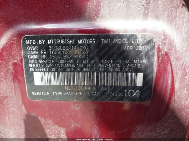 2019 MITSUBISHI MIRAGE G4 ML32F3FJ0KHF15521 Photo 8
