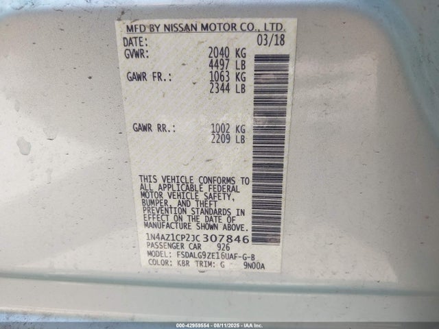 Nissan Leaf 2018 1N4AZ1CP2JC307846 Image 9