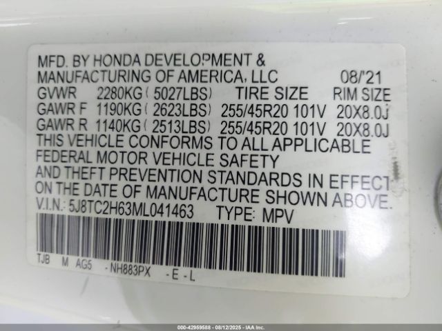 2021 ACURA RDX 5J8TC2H63ML041463 Photo 8