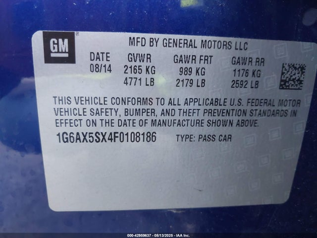 2015 CADILLAC CTS 1G6AX5SX4F0108186 Photo 8
