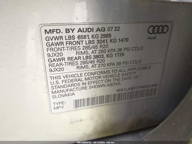 2022 AUDI Q7 WA1LXBF77ND022600 Photo 8