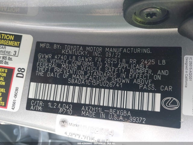Lexus a25a-fxs, 3nm 2023 58ADA1C15PU026741 Image 9