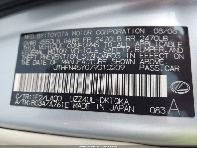 2007 LEXUS SC 430 JTHFN45Y079010209 Photo 8