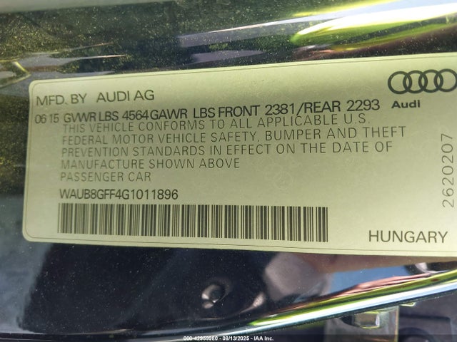 2016 AUDI A3 WAUB8GFF4G1011896 Photo 8