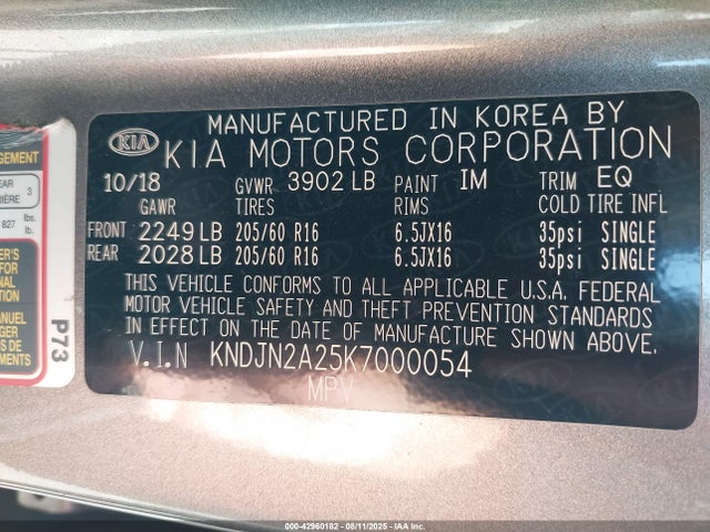 KIA g gdi 2019 KNDJN2A25K7000054 Image 9