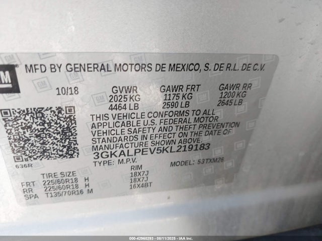 3GKALPEV5KL219183 GMC lyx - direct injection, vvt, fgt, turbo, alum, gen 1