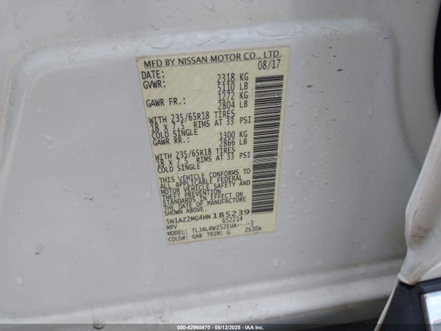 5N1AZ2MG4HN185239 Nissan 2017