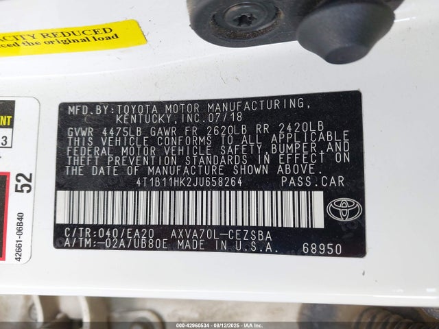 4T1B11HK2JU658264 Toyota a25a-fks