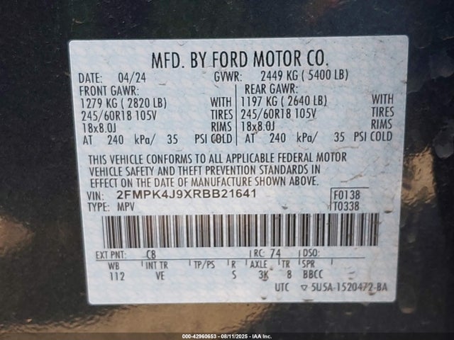 Ford gtdi 2024 2FMPK4J9XRBB21641 Image 9