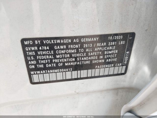 2021 VOLKSWAGEN ARTEON WVWAR7AN0ME004412 Photo 8