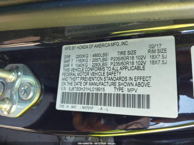 2017 ACURA RDX 5J8TB3H31HL018915 Photo 8