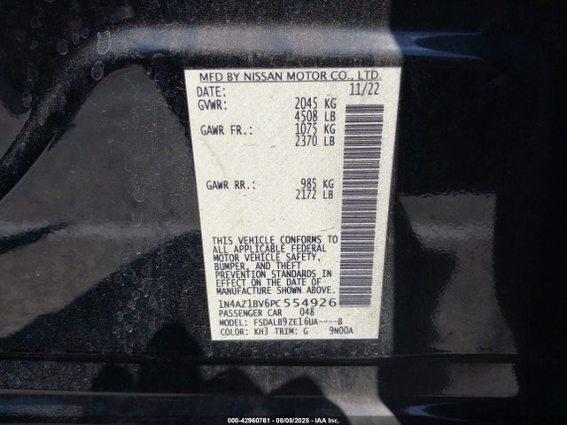1N4AZ1BV6PC554926 Nissan Leaf