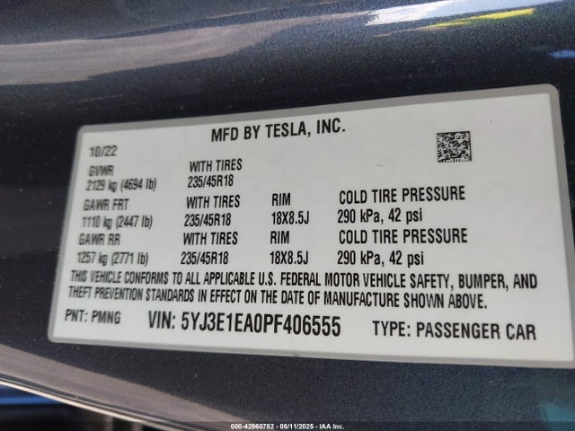 2023 TESLA MODEL 3 5YJ3E1EA0PF406555 Photo 8