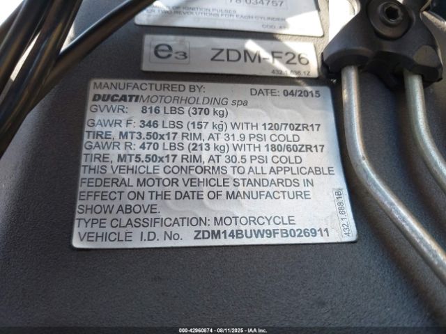 2015 DUCATI SUPERBIKE ZDM14BUW9FB026911 Photo 9