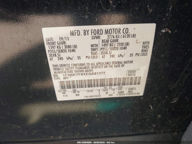 1FM5K7F8XEGA81377 Ford 2014