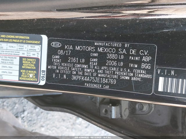 3KPFK4A75JE184769 KIA mpi nu