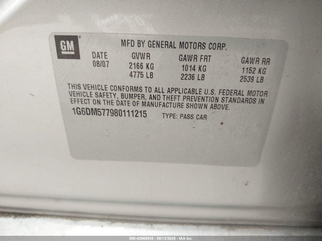 2008 CADILLAC CTS 1G6DM577980111215 Photo 8
