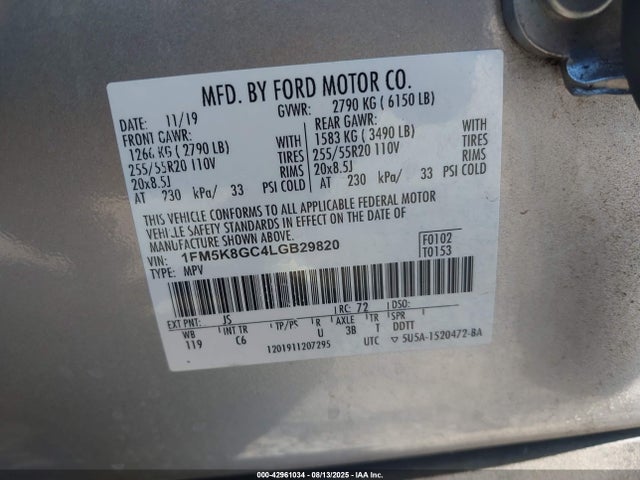 1FM5K8GC4LGB29820 Ford gtdi