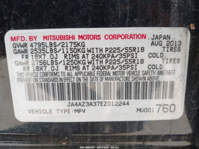2014 MITSUBISHI OUTLANDER JA4AZ3A37EZ012244 Photo 8