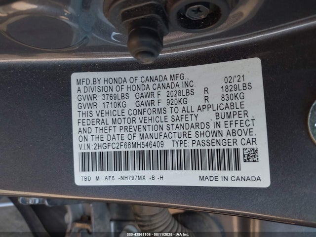 2HGFC2F66MH546409 Honda k20c2