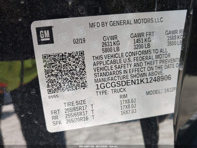 1GCGSDEN1K1248906 Chevrolet lg2 - di: direct injection, vvt: variable valve timing, alum, var2, gen2