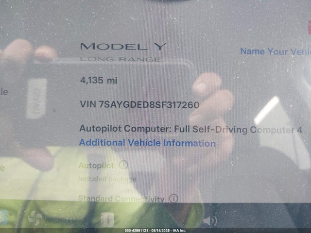 2025 TESLA MODEL Y 7SAYGDED8SF317260 Photo 6