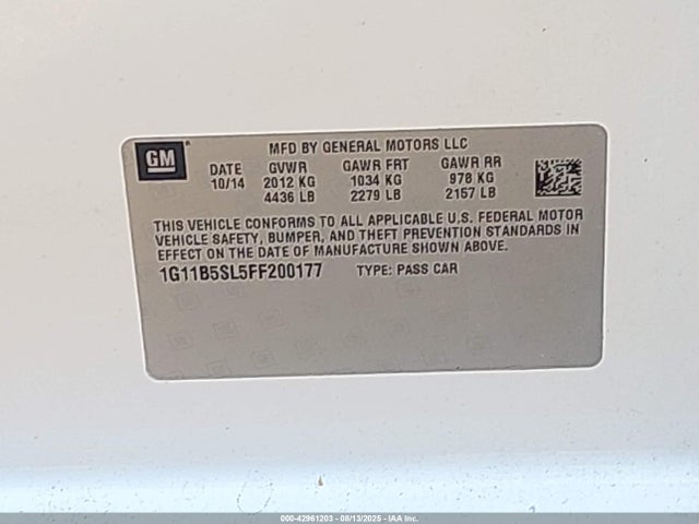 Chevrolet lkw 2015 1G11B5SL5FF200177 Image 9