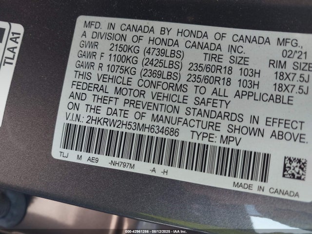 Honda l15be 2021 2HKRW2H53MH634686 Image 9