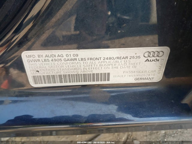 2009 AUDI A4 WAULF78K59N052814 Photo 8