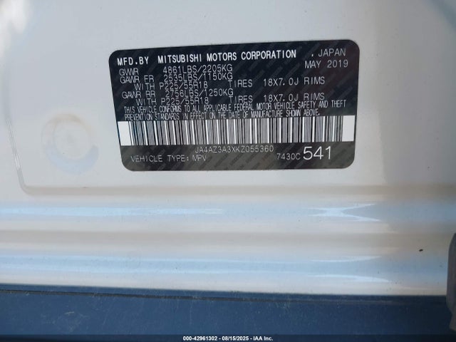 JA4AZ3A3XKZ055360 Mitsubishi mivec