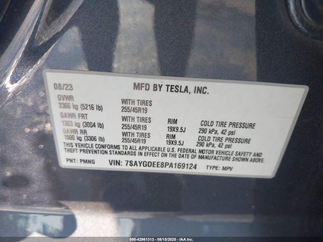 2023 TESLA MODEL Y 7SAYGDEE8PA169124 Photo 8
