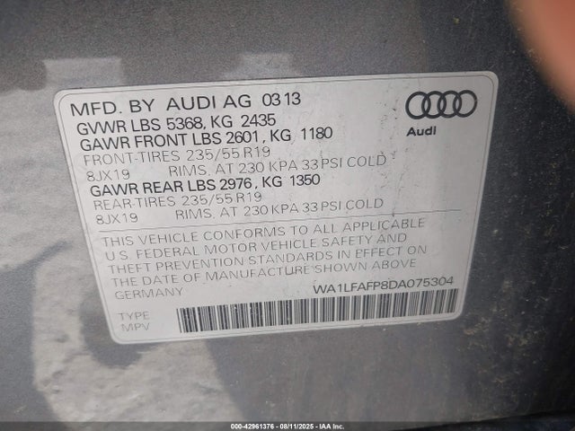2013 AUDI Q5 WA1LFAFP8DA075304 Photo 8