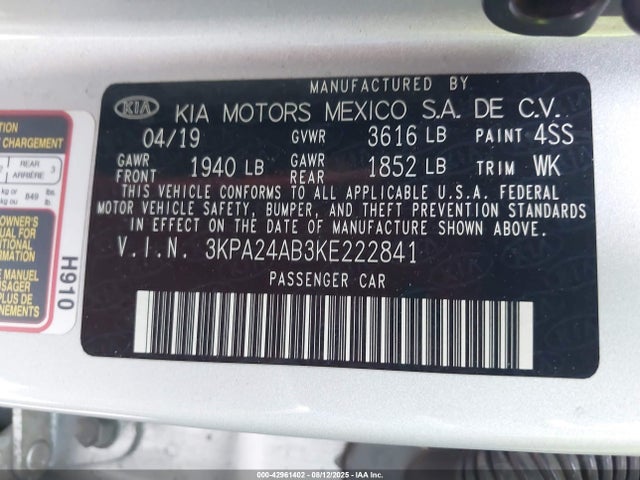 3KPA24AB3KE222841 KIA gdi gamma