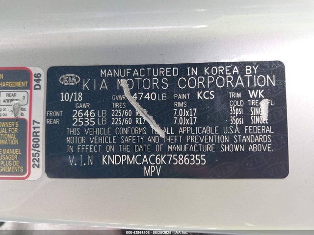 KNDPMCAC6K7586355 KIA gdi theta ii