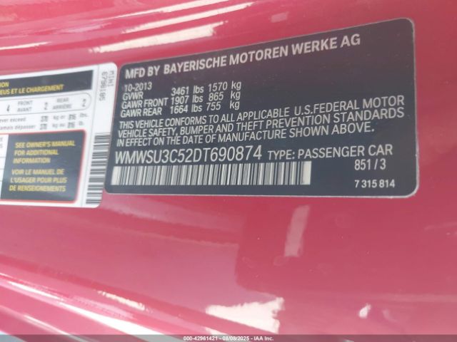 2013 MINI HARDTOP WMWSU3C52DT690874 Photo 8