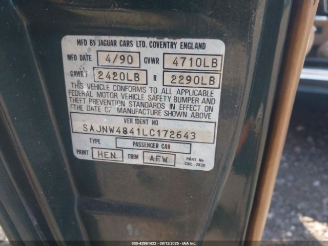 1990 JAGUAR XJS SAJN4841LC172643 Photo 8