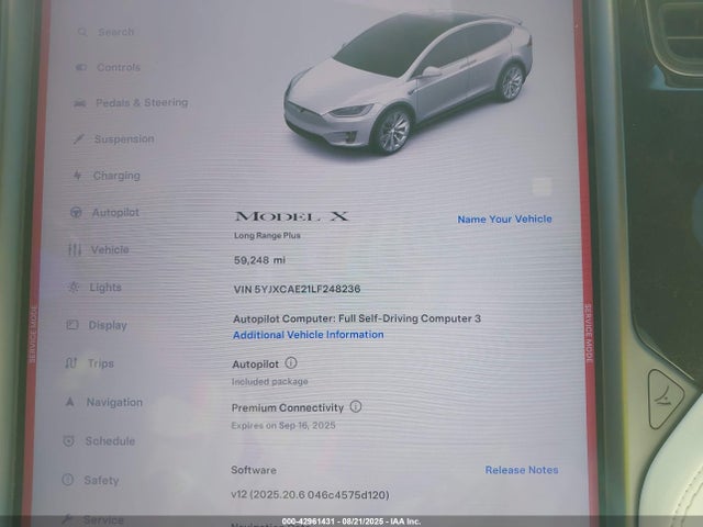 Tesla MODEL X 2020 5YJXCAE21LF248236 Image 17