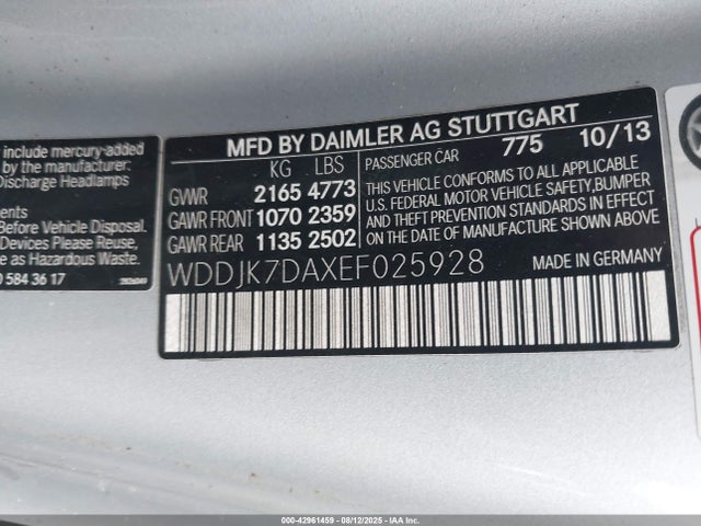 2014 Mercedes-benz Sl 550 მანქანა იყიდება აუქციონზე, vin: WDDJK7DAXEF025928, აუქციონის ნომერი: 42961459