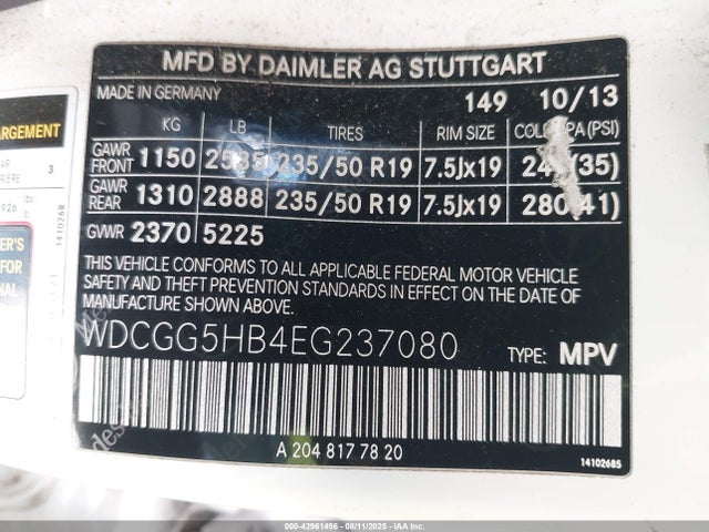 WDCGG5HB4EG237080 Mercedes-Benz Glk-Class