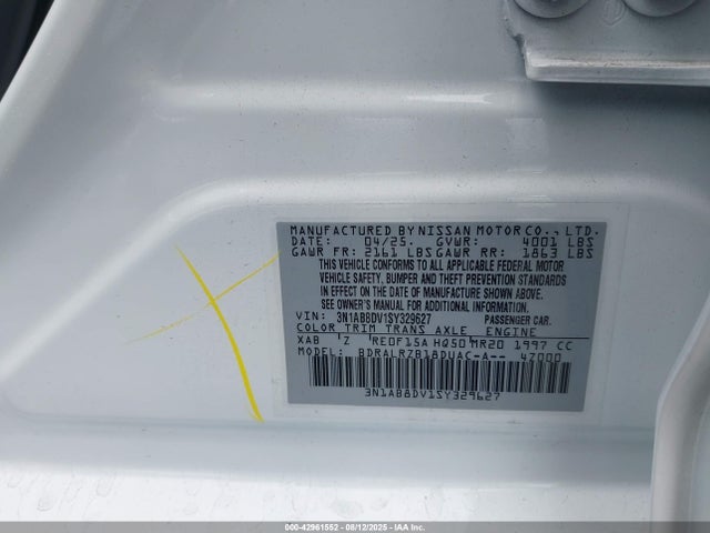 Nissan Sentra 2025 3N1AB8DV1SY329627 Image 9