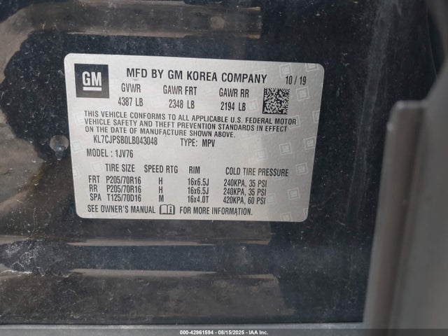 Chevrolet luv - mfi, variable valve timing, e85 max, alum 2020 KL7CJPSB0LB043048 Image 9
