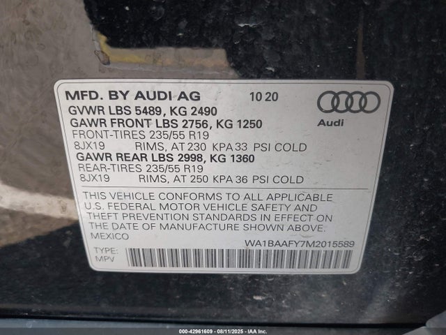 2021 AUDI Q5 WA1BAAFY7M2015589 Photo 8