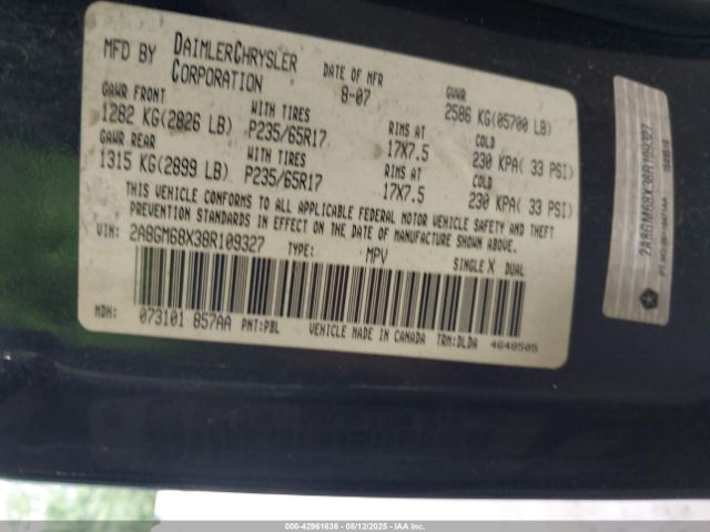 2008 CHRYSLER PACIFICA 2A8GM68X38R109327 Photo 8