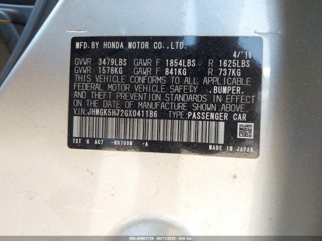 JHMGK5H72GX041186 Honda l15b1