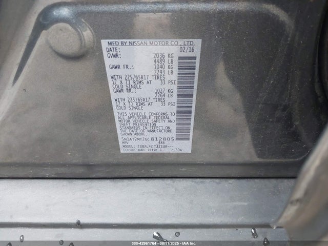 Nissan 2016 2016 5N1AT2MT2GC812805 Image 9