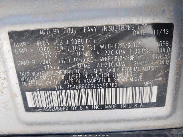 Subaru 2.5na u5 2014 4S4BRBCC2E3255783 Image 9