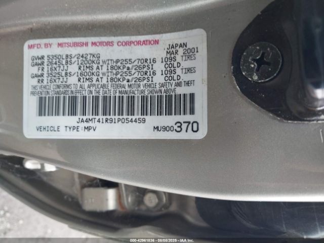 2001 MITSUBISHI MONTERO SPORT JA4MT41R91P054459 Photo 8